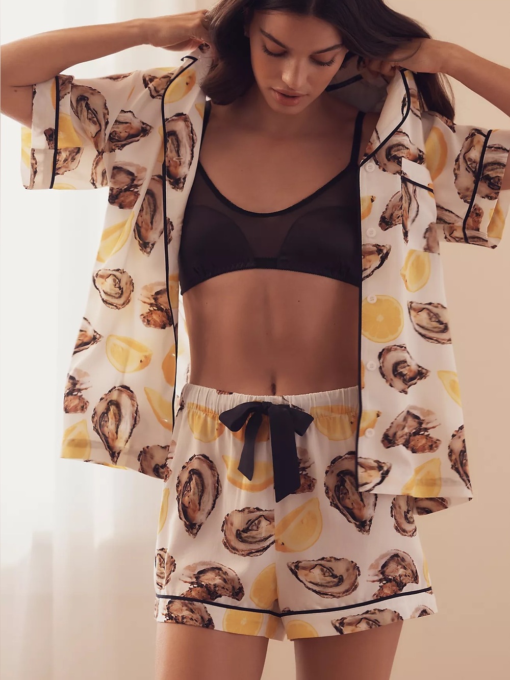 Anthropologie Katie Kime Oysters Pajama Set Size Small